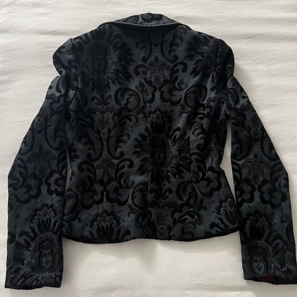 Marciano Women’s Black Jacquard Blazer Jacket Leather Trim Tapestry Size 4 - Picture 11 of 11
